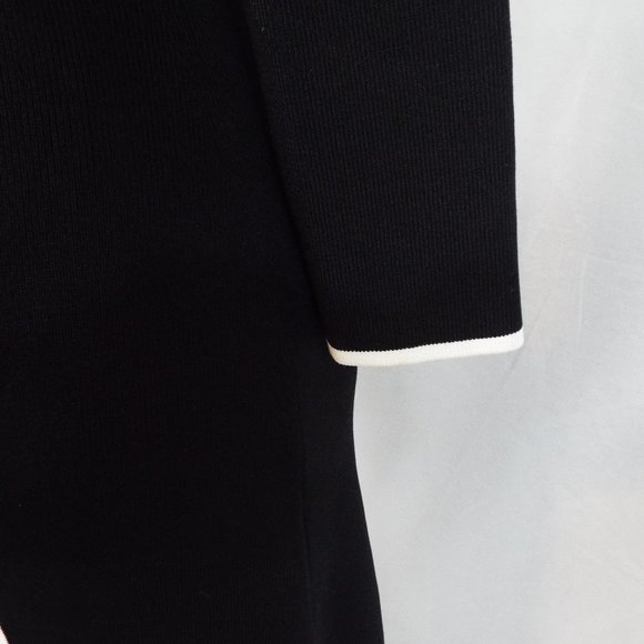 BCBGMaxAzria Black and White V-Neck Ribbed Knit Sweater Dress Size Small - Picture 6 of 10